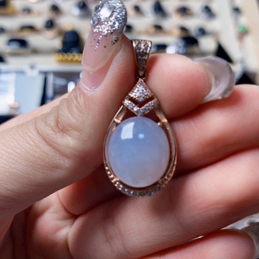 翡翠挂件银S925镶嵌翡翠