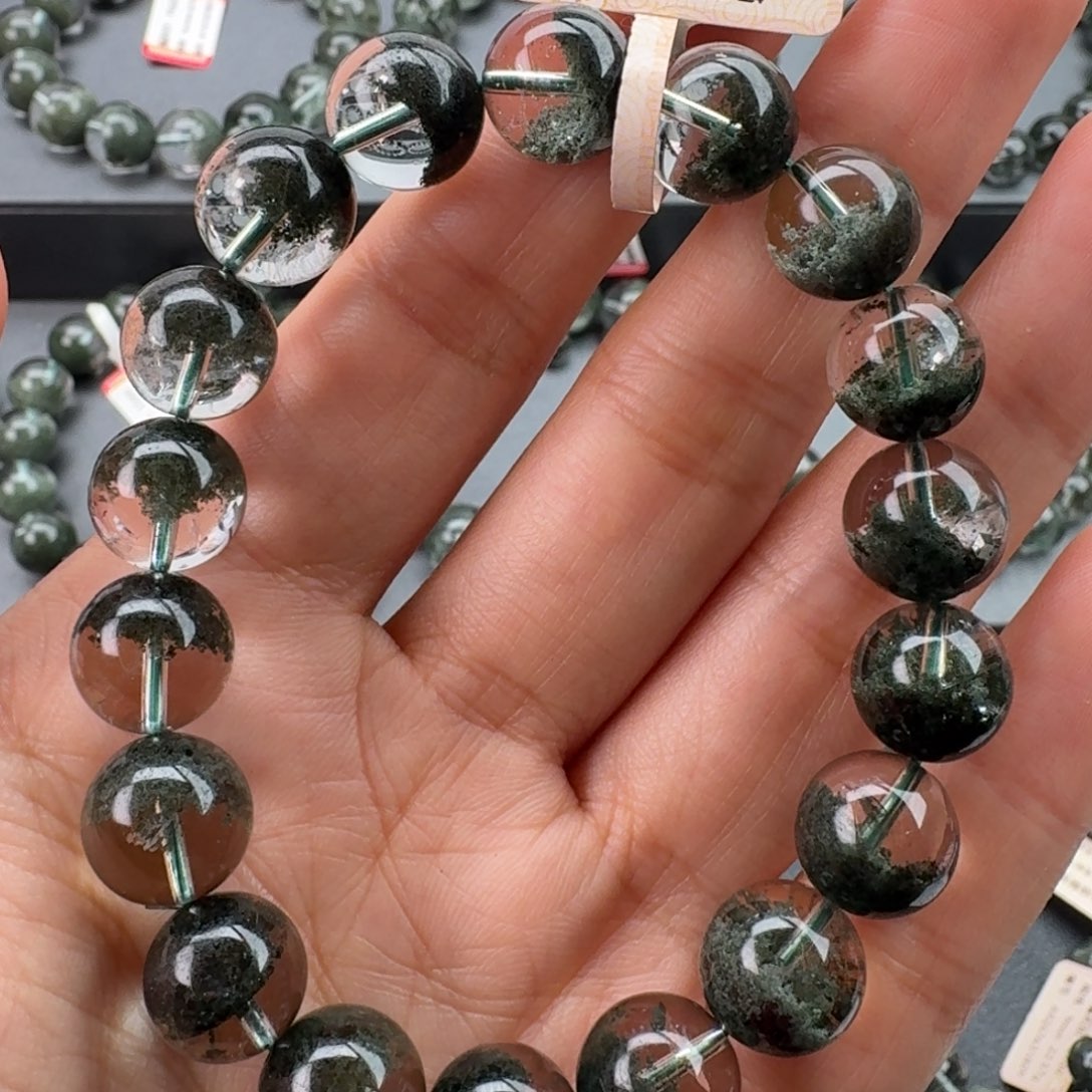 未镶嵌水晶手链天然绿幽灵聚宝盆11.6