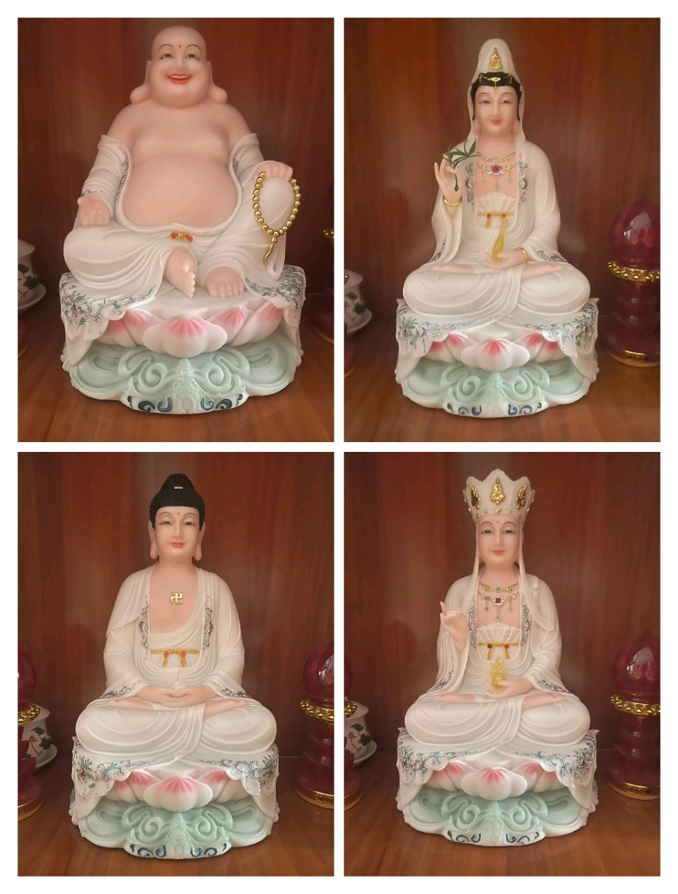 全新空心汉白玉全堂佛