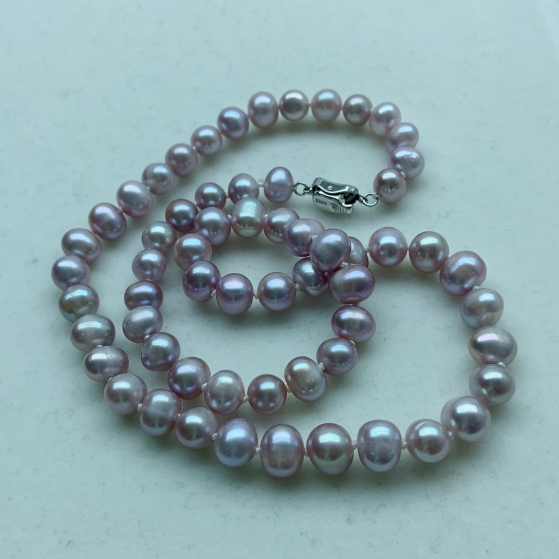 淡水珍珠颈饰银S925镶嵌7-8