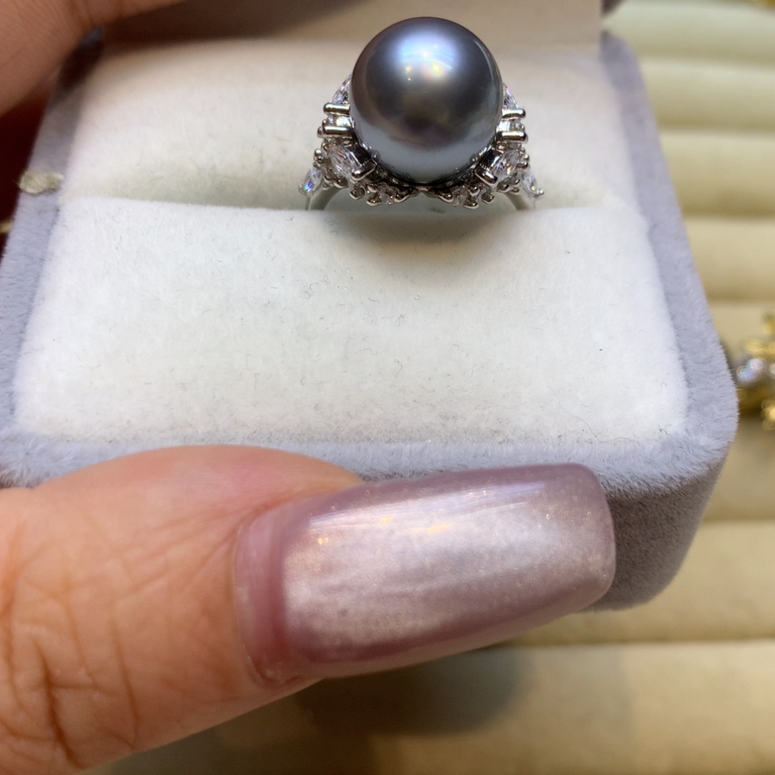 银S925镶嵌戒指海水珍珠