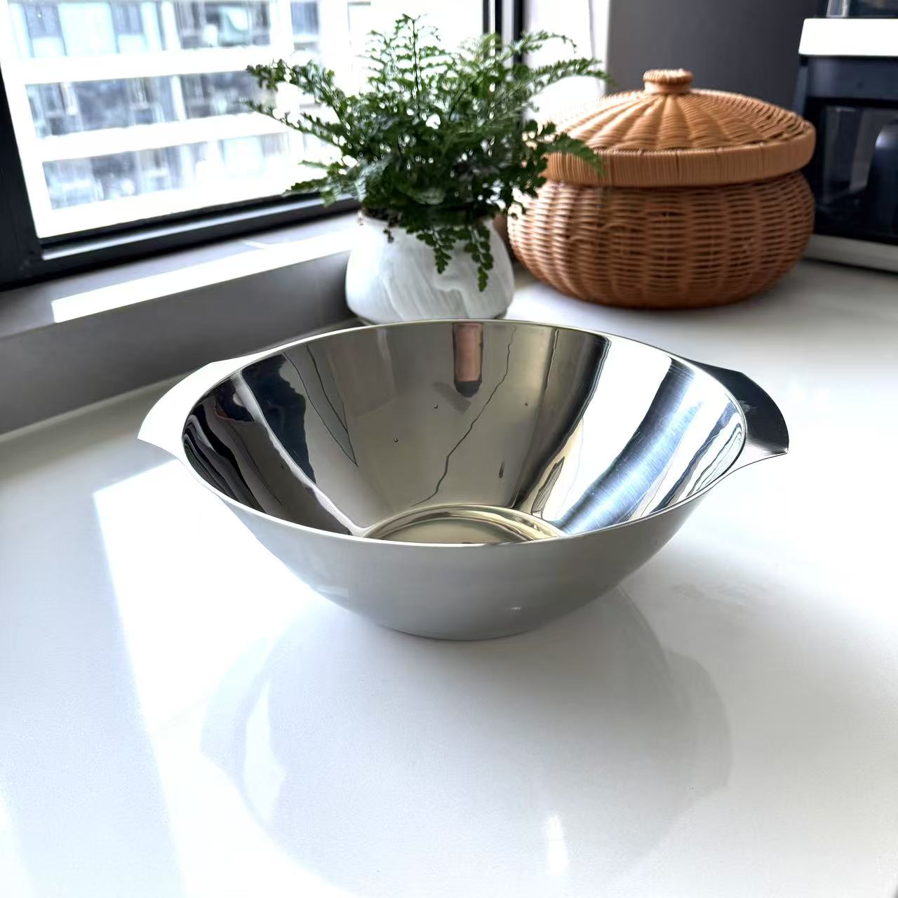 25.5cm沙拉盆洗菜盆双耳大盆高9.5cm净重320g