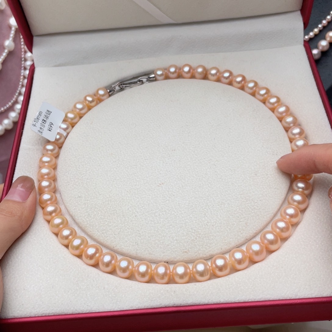 淡水珍珠项链银S925镶嵌9-10