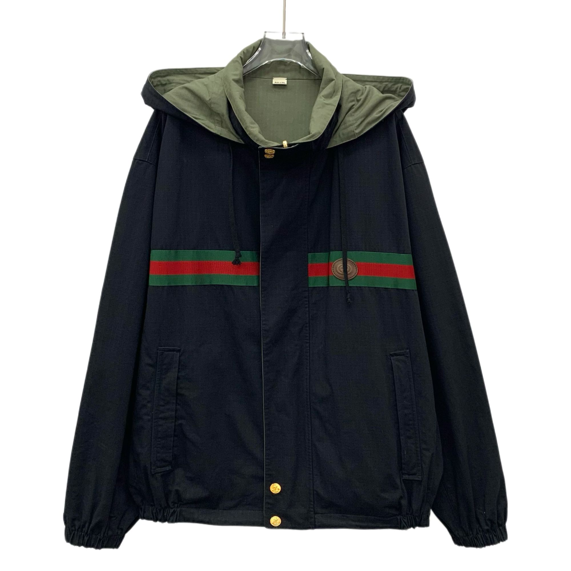 99新 GUCCI/古驰 JM0458 拼色logo标签刺绣双面穿夹克外套 50 L码