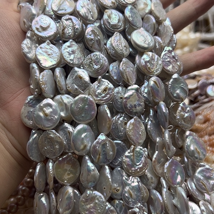 未镶嵌淡水珍珠珍珠半成品白色巴洛克小圆片散珠