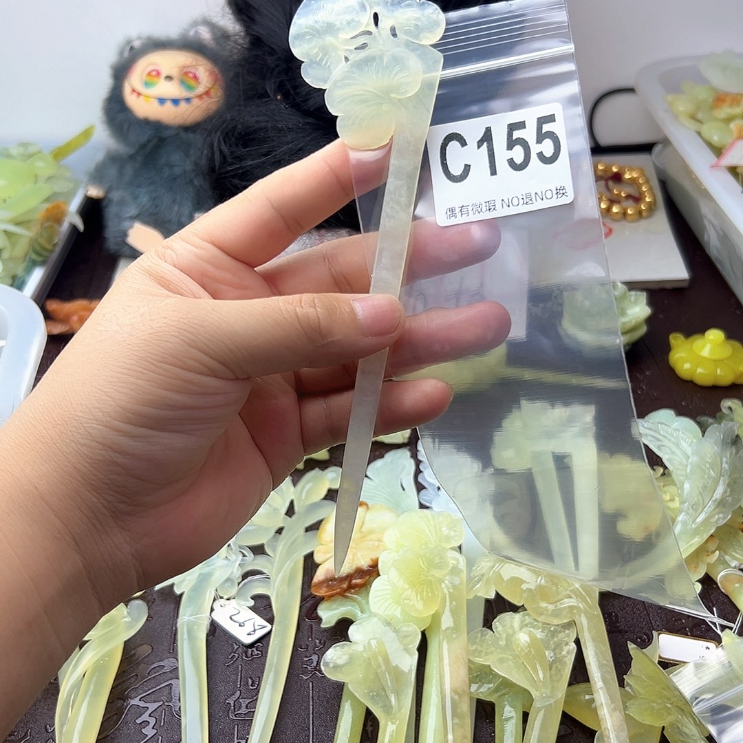 合金蛇纹石玉发饰E*a