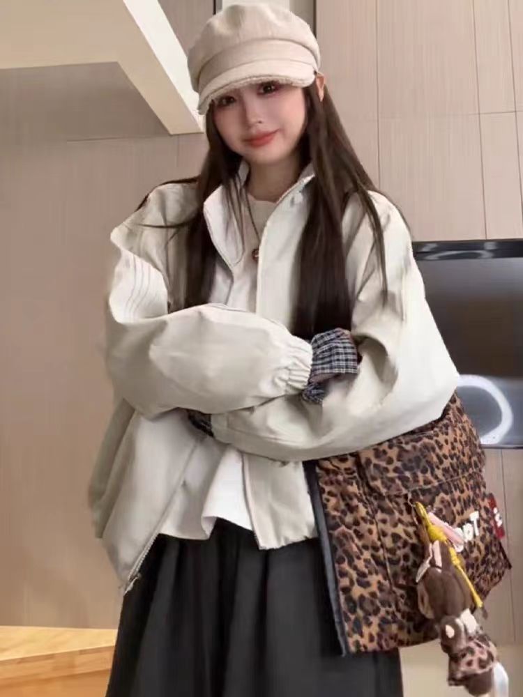 8502加棉立领女外套秋冬季洋气加厚款短款休闲立领外套X