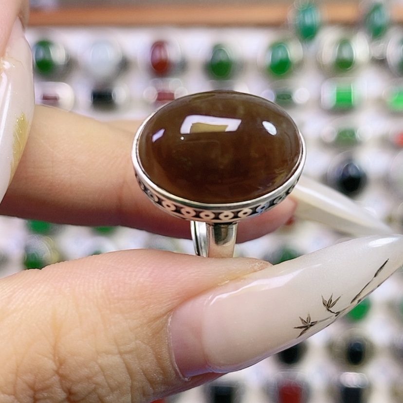 【闪购商品】和田玉（糖玉）戒指银S925镶嵌