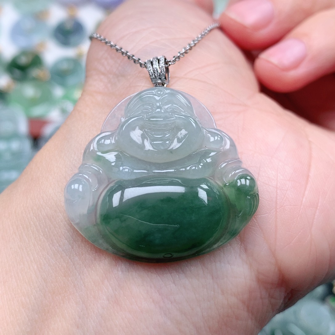 翡翠吊坠(不含链)18K金镶嵌