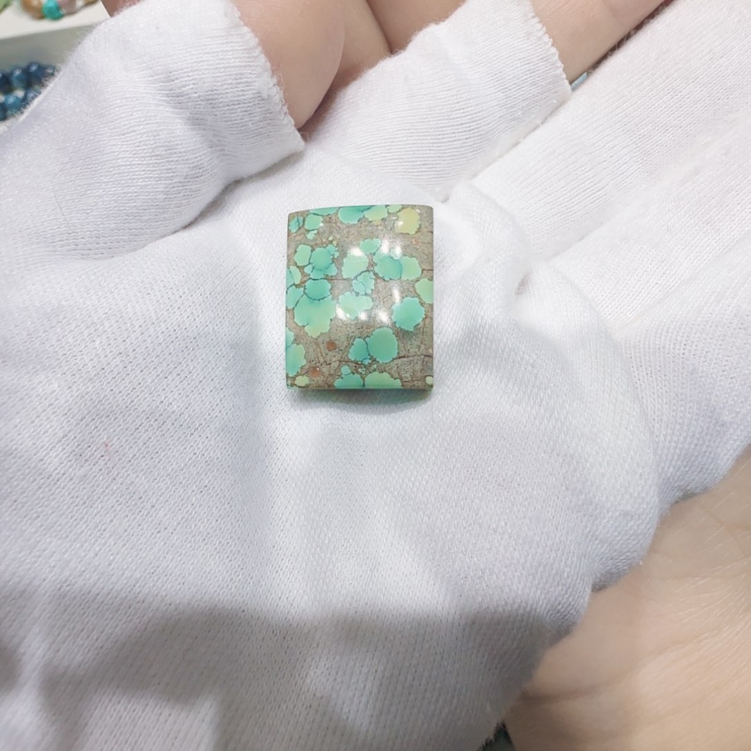 绿松石银S925镶嵌原矿绿松石