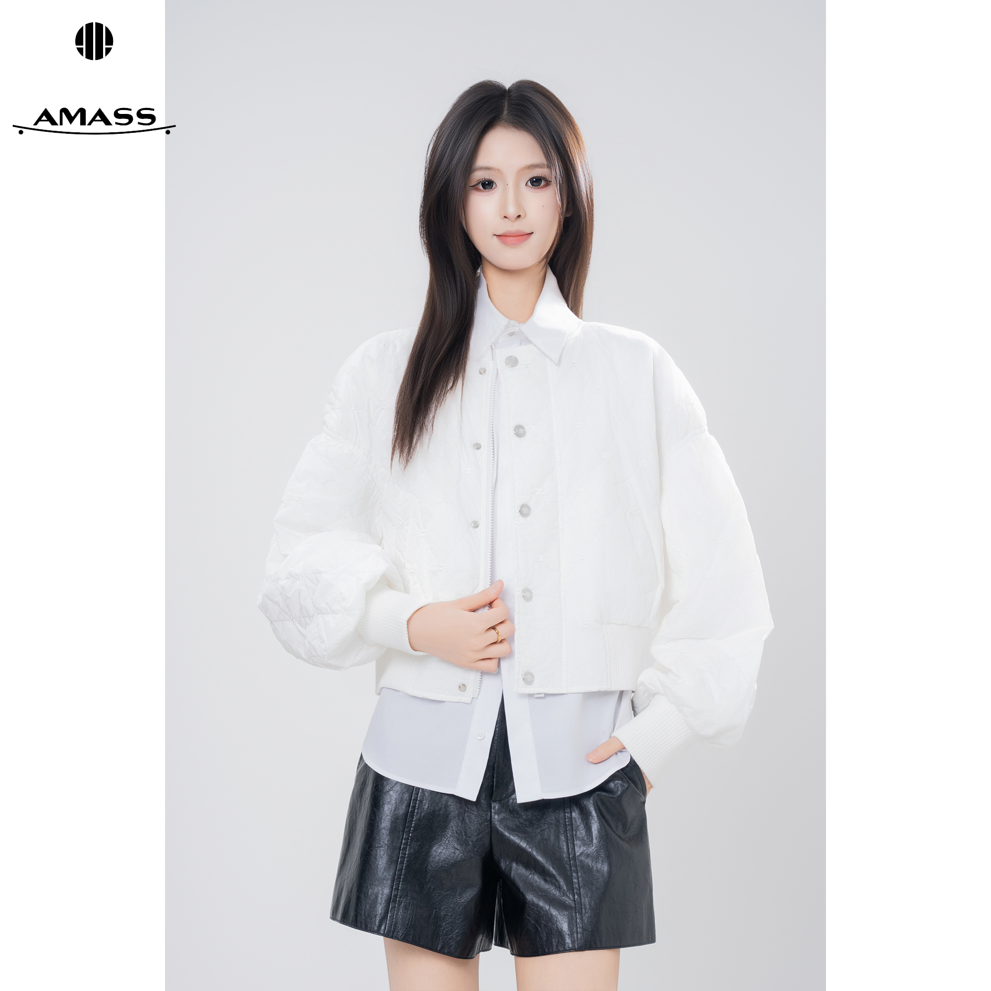 AMASS/阿玛施秋冬新款时尚休闲百搭菱格保暖新雪丽棉服女 5400844