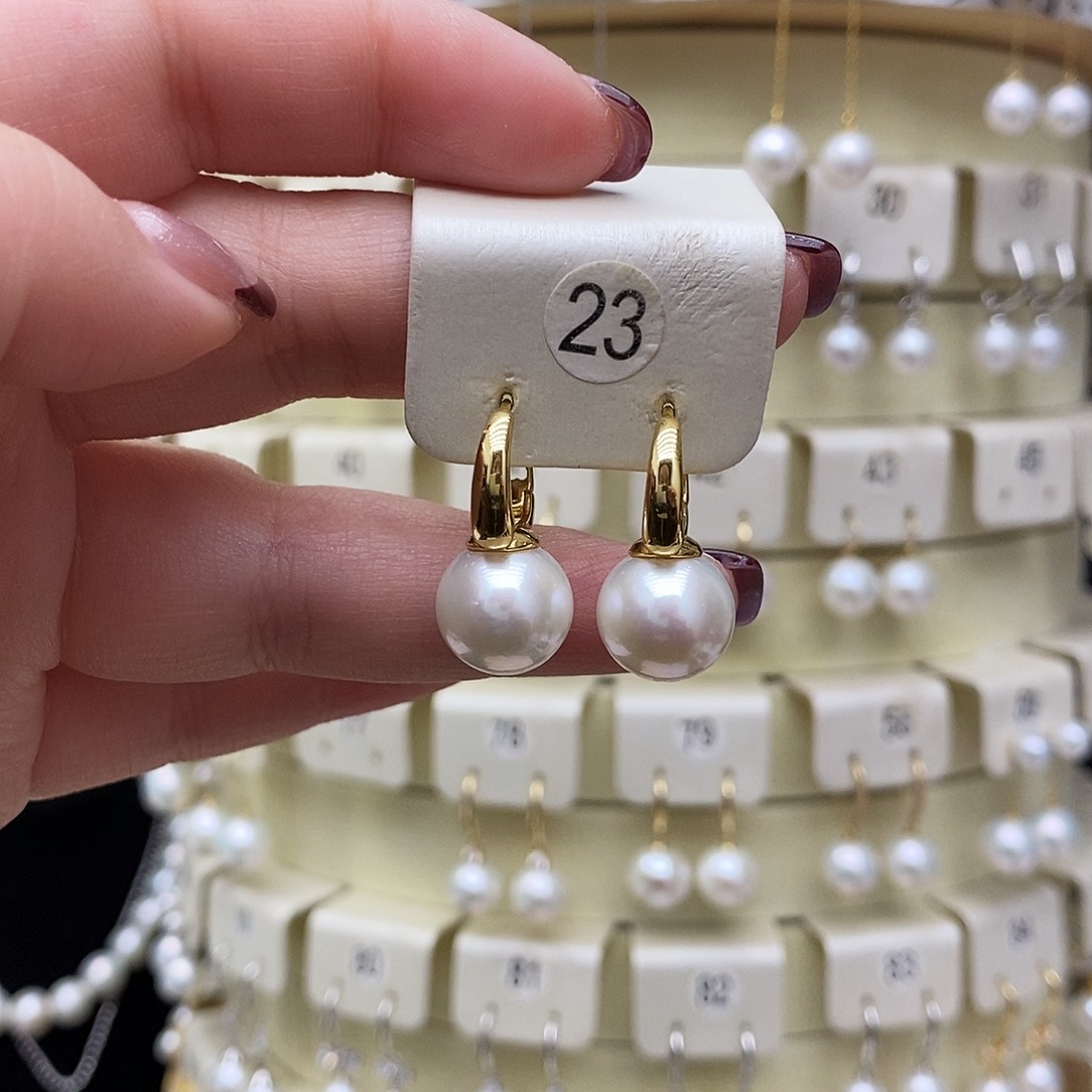 淡水珍珠耳饰银S925镶嵌