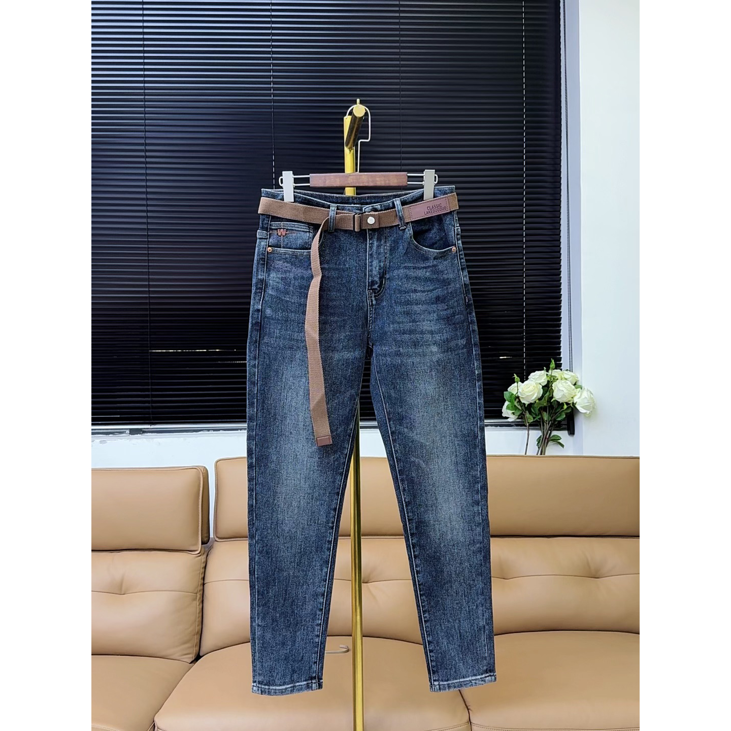 秋季男款小直筒微锥老爹牛仔裤男裤—【W】—0292