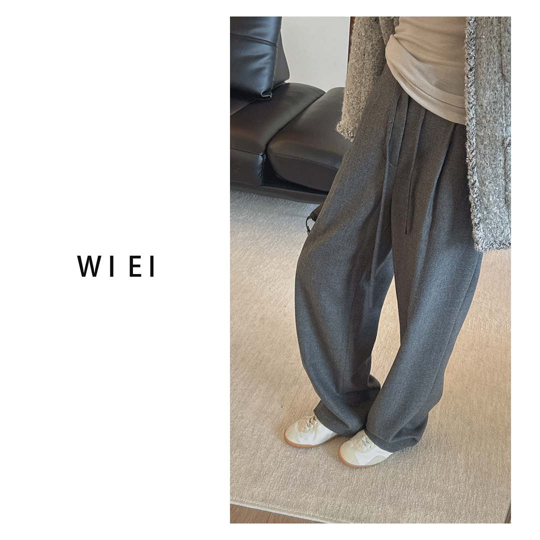 《WI EI》意大利进口MARZOTTO羊毛_極简ROW直筒休闲长裤W25302167