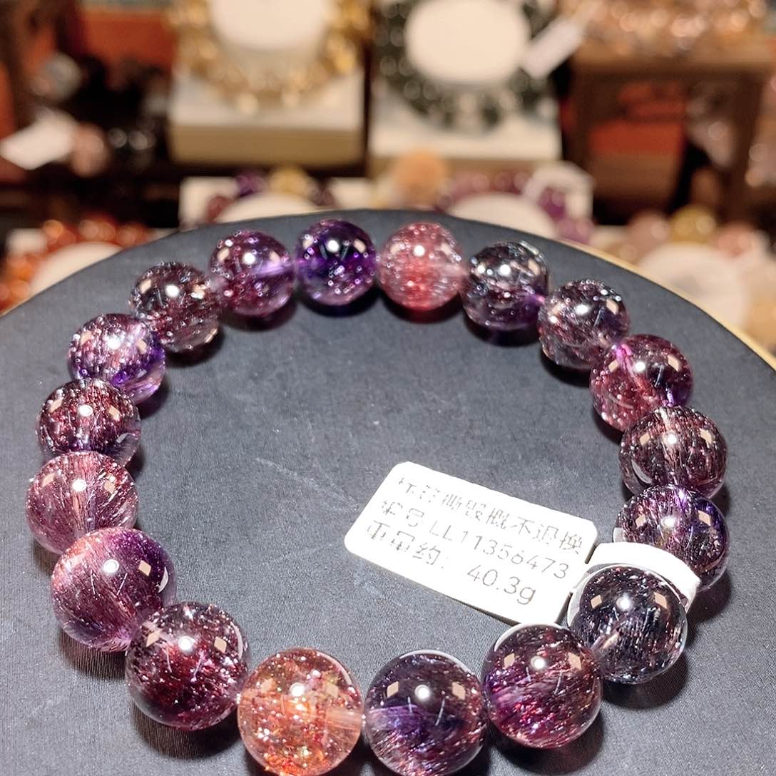 水晶手链未镶嵌F紫红超七11.5