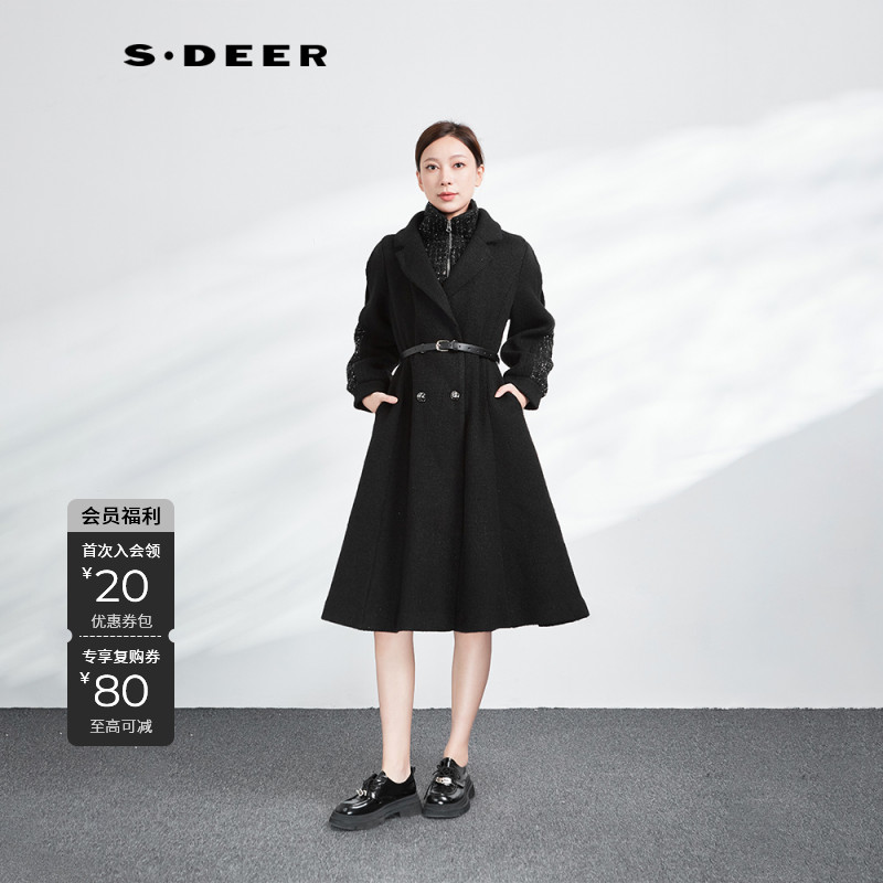 S·DEER秋季圣迪奥设计师冬季新款时尚气质显瘦优雅轻奢羽绒服外套