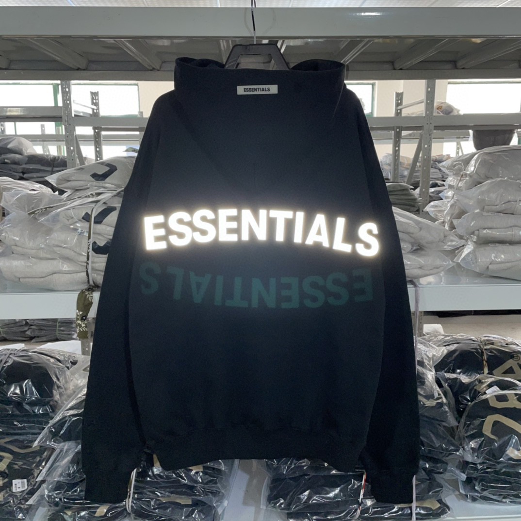 ESSENTIALS CZFOG复线反光卫衣抓绒收腰宽松高街连帽套头衫