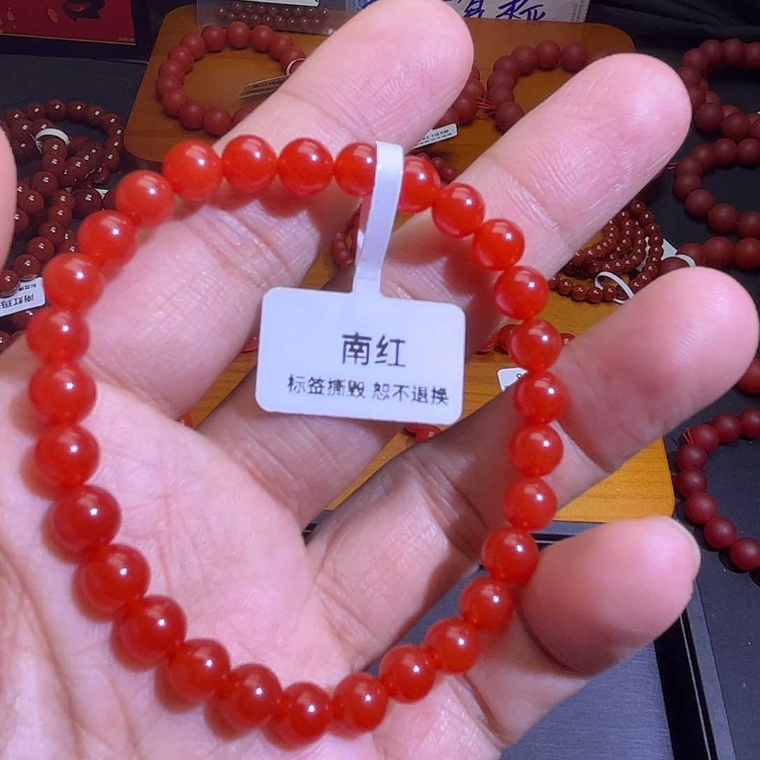手链未镶嵌南红玛瑙6mm冰红