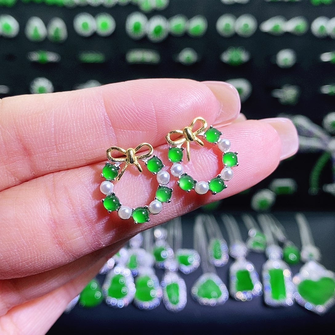 翡翠银S925镶嵌耳饰多样性