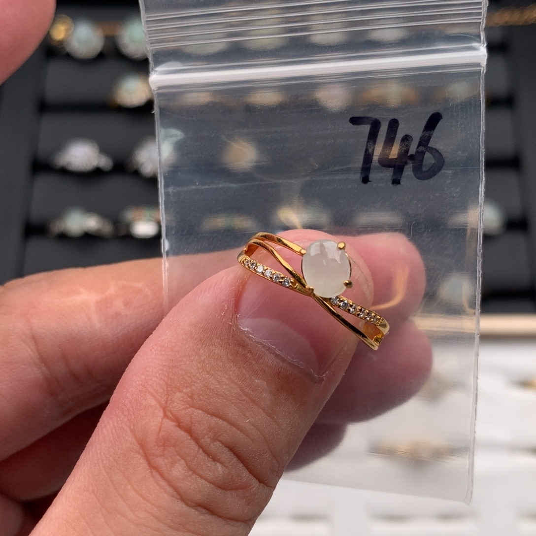 翡翠银S925镶嵌戒圈746