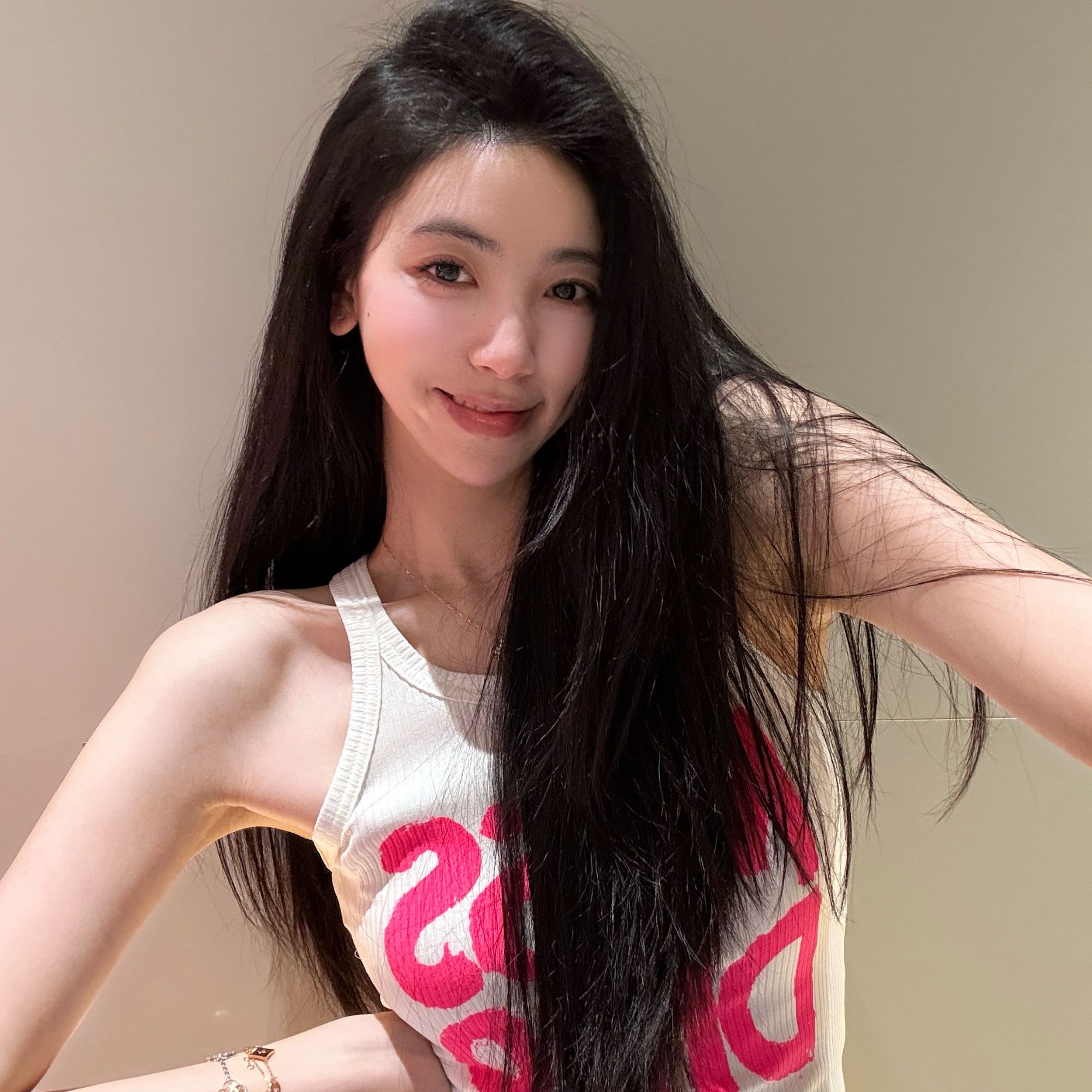 【YY2】D家新款粉色字母印花背心吊带