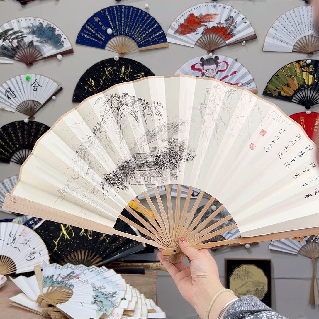 书法十寸玉竹-文玩扇-手写-粘好发出