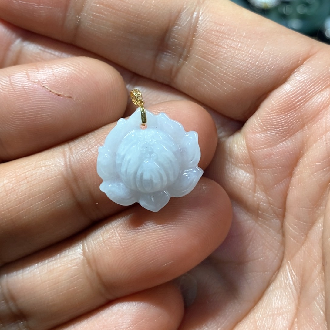 翡翠吊坠(不含链)18K金镶嵌缅甸翡翠A货吊坠