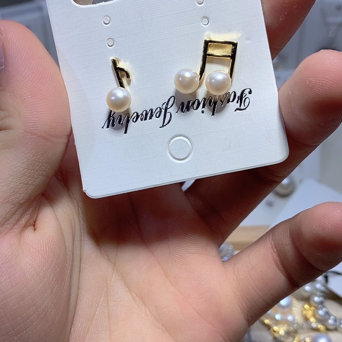 淡水珍珠耳饰银S925镶嵌