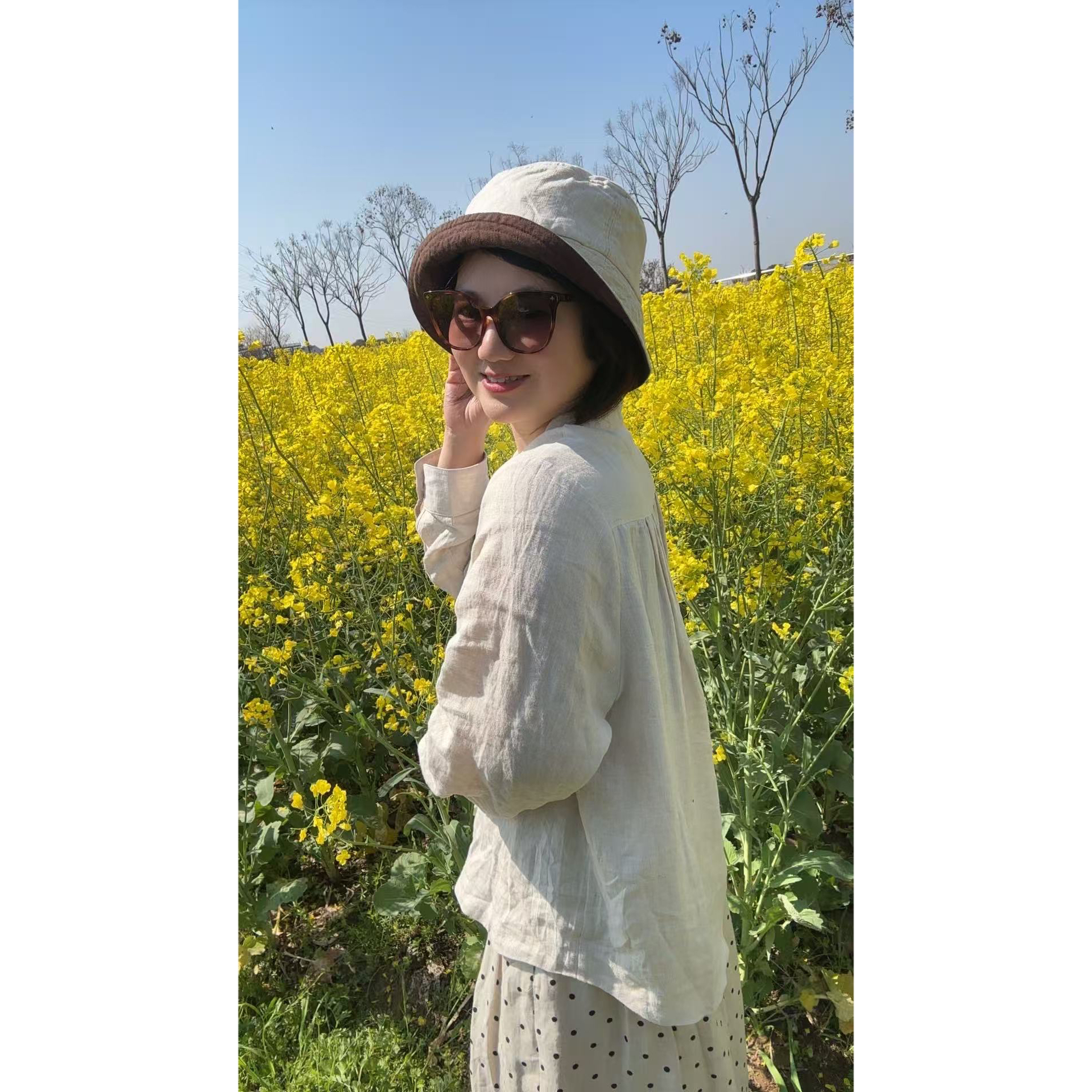 A-731水果酵素原生态 21支雨露汉麻麻本色薄款长袖宽松防晒上衣