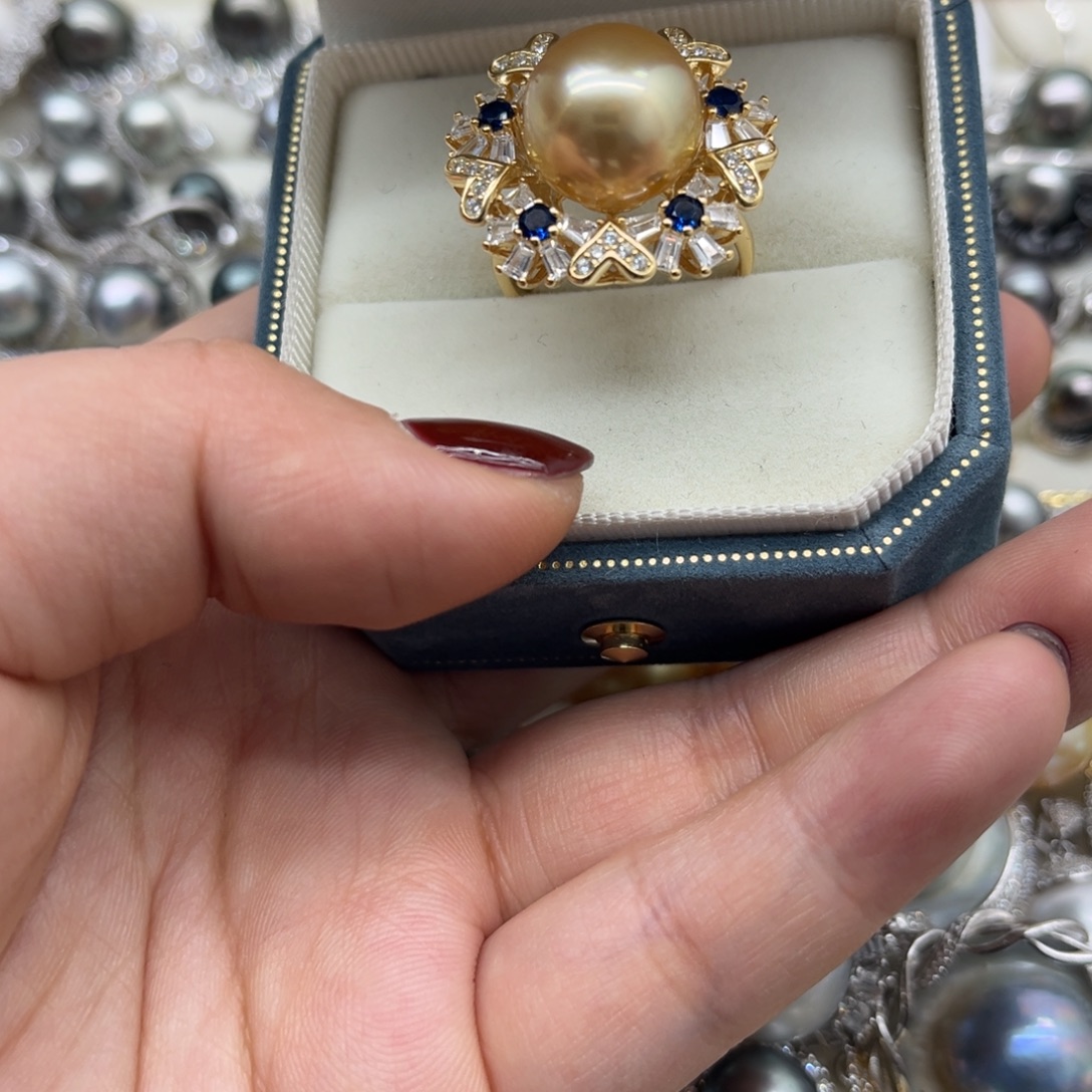 海水珍珠戒指银S925镶嵌