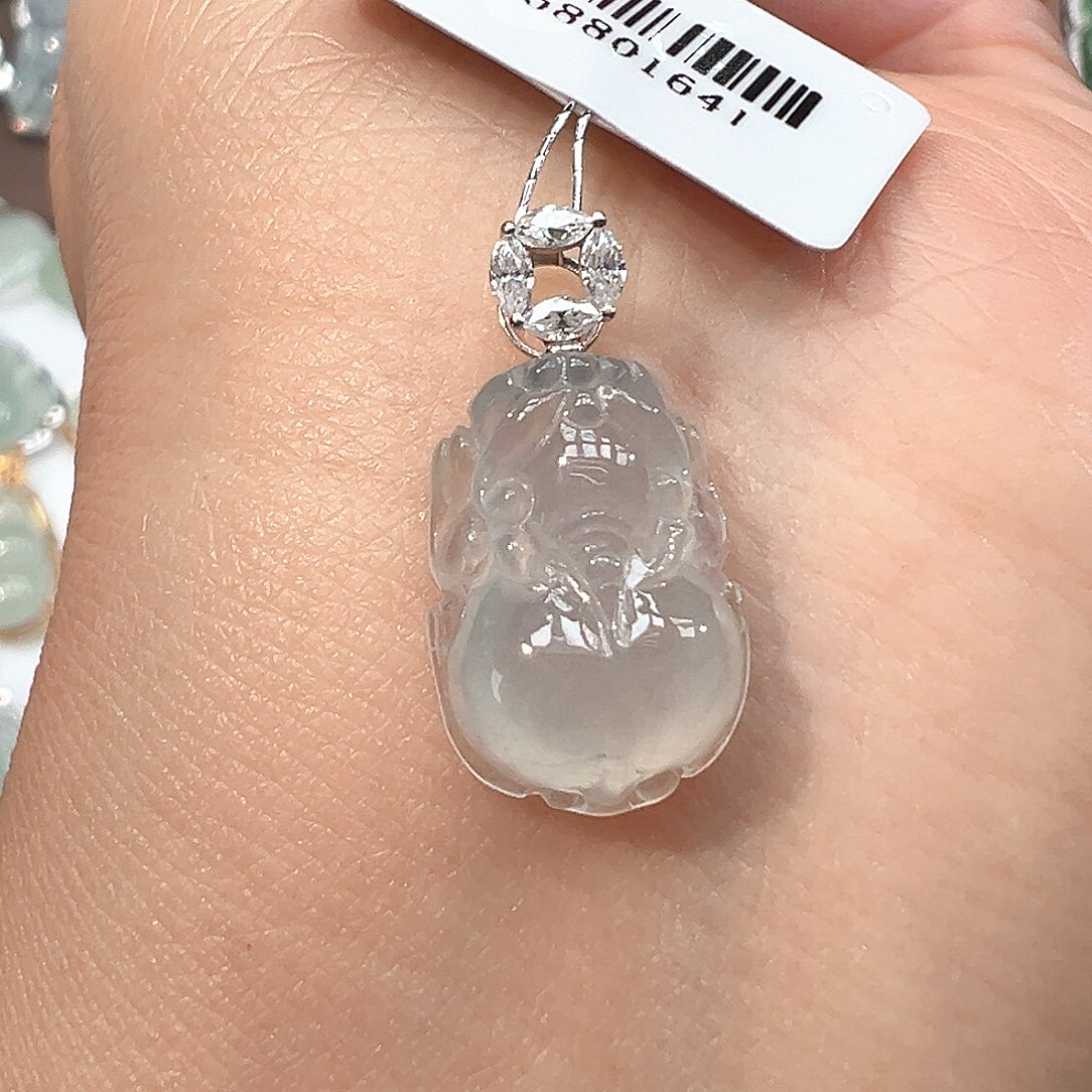 翡翠18K金镶嵌吊坠(不含链)1641