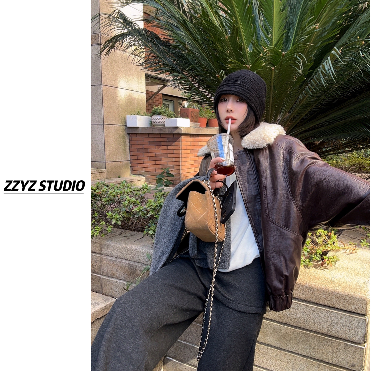 【ZZYZ】“重构复古”复古机车翻领加绒加厚冬季夹克皮衣外套