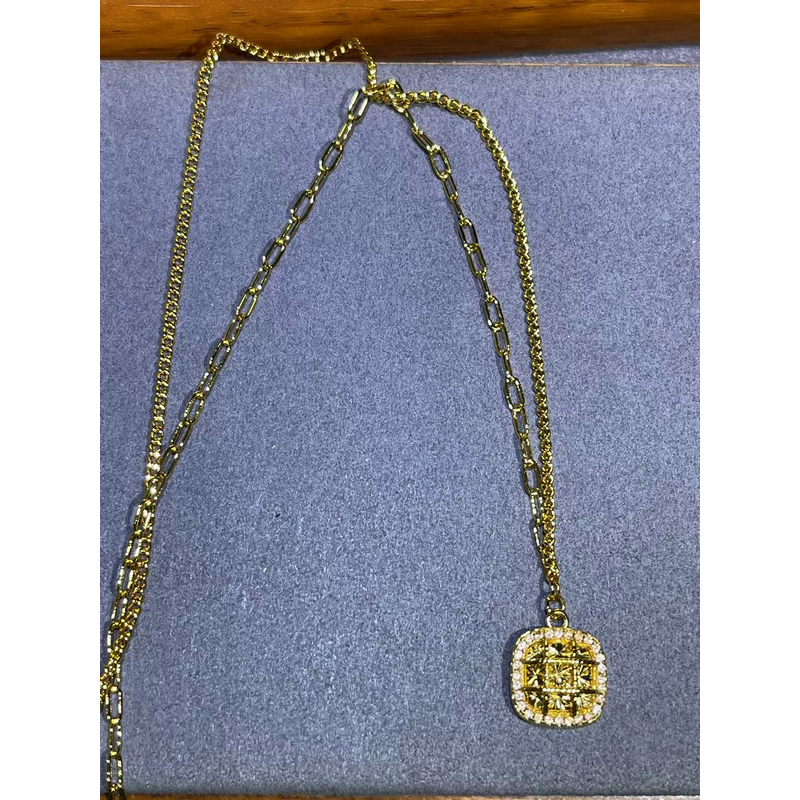 a2089黄色满镶吊坠项链多样性发货