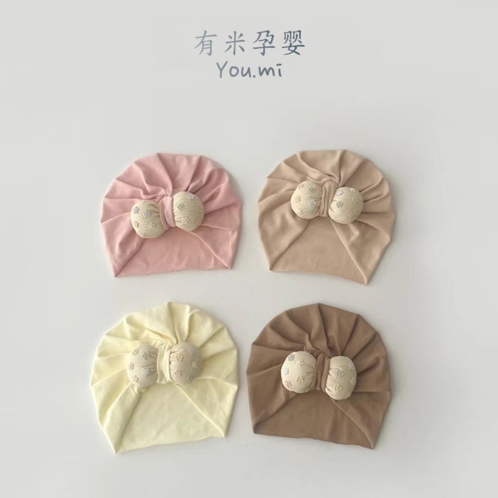 婴儿帽子四季款可爱超萌A类纯棉ins女宝宝囟门帽新生儿宝宝胎帽