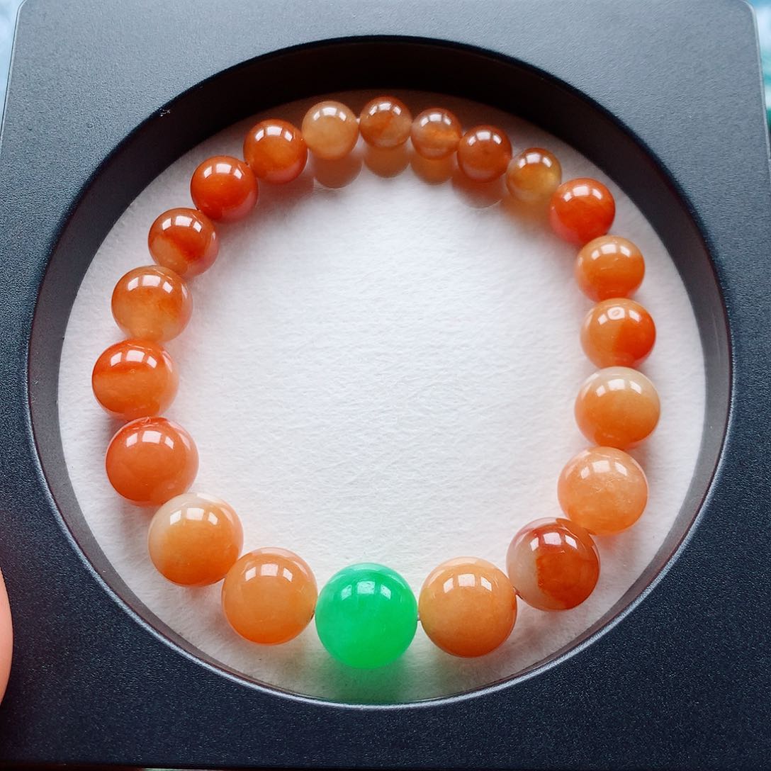 翡翠颈饰未镶嵌特色红翡手串