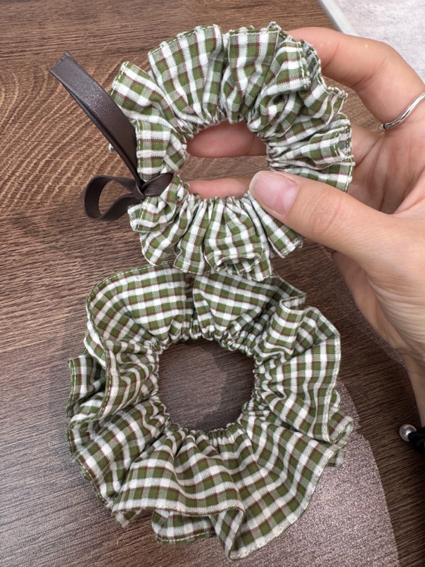 绿色小格子设计款手工发圈定制版韩系百搭