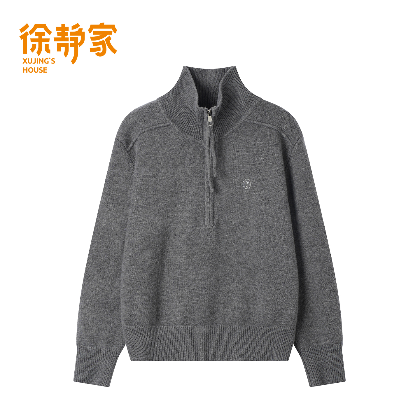 冬季穿搭新款时尚休闲宽松加厚半拉链高领针织衫毛衣8177