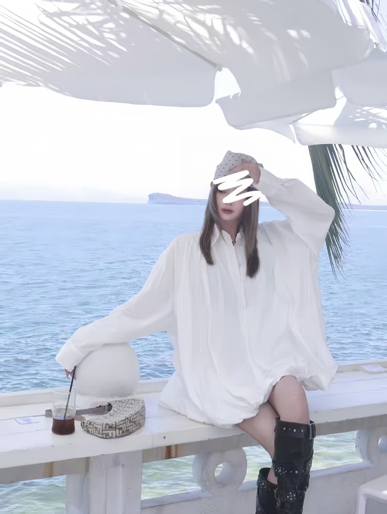 蔓蔓 克莱茵兰花苞廓形慵懒风中长款重工衬衣外套22826衣522826裤