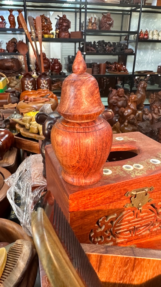 花梨木牙签筒摆件