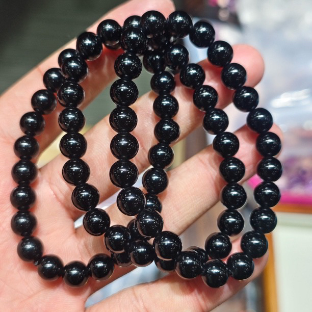 【书记甄选】天然黑曜石单圈手链 多样性发一件 约10mm 2223XL