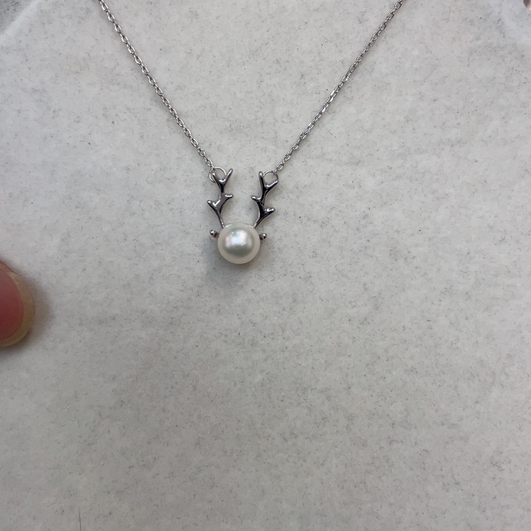 海水珍珠银S925镶嵌项链