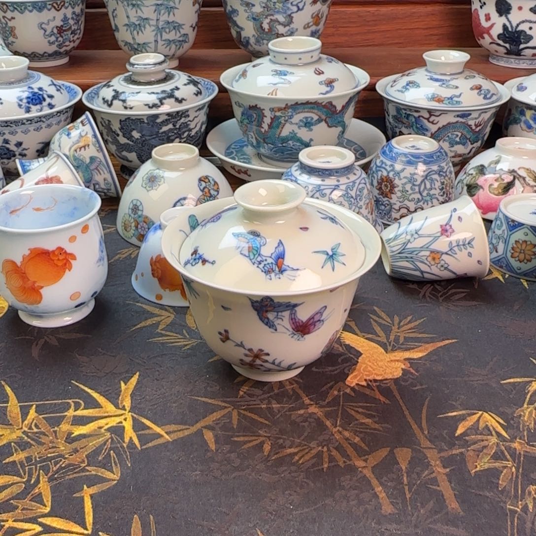 极***平斗彩蝶恋花小盖碗111