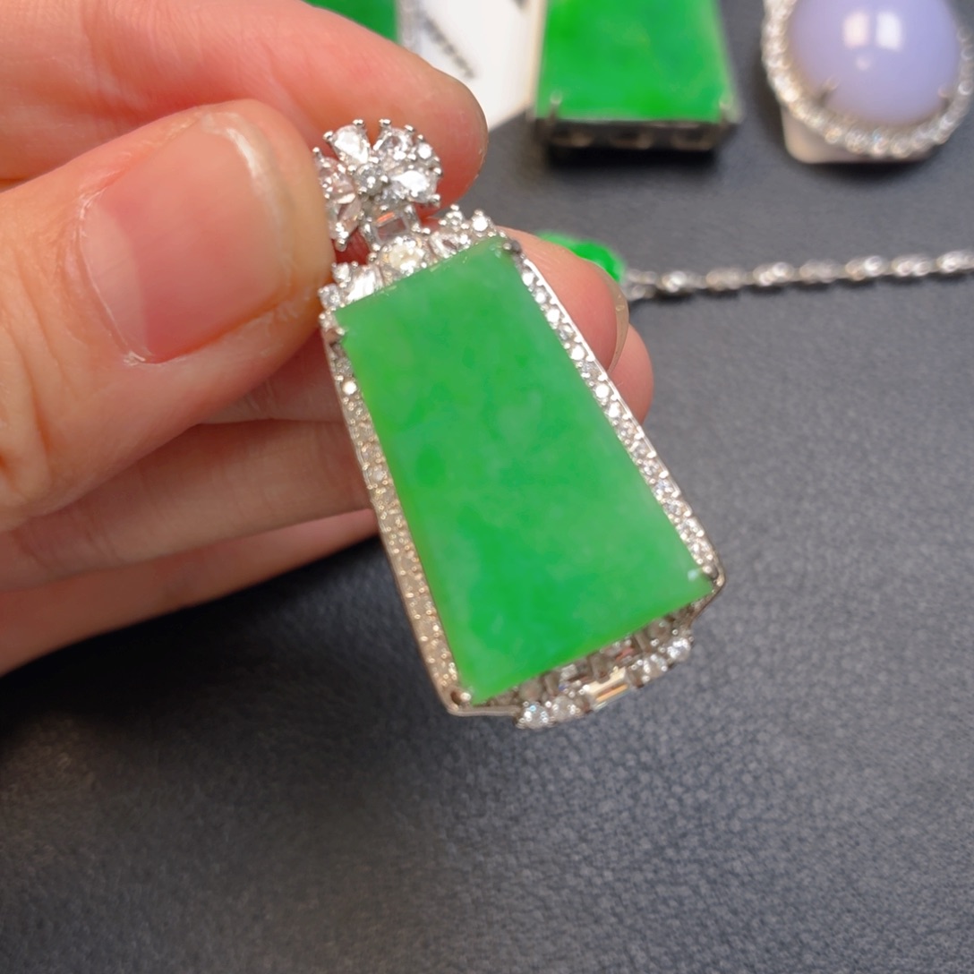 翡翠银S925镶嵌吊坠(不含链)