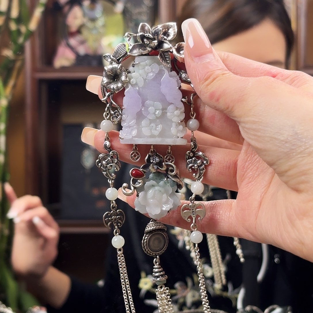 翡翠银S925镶嵌颈饰x