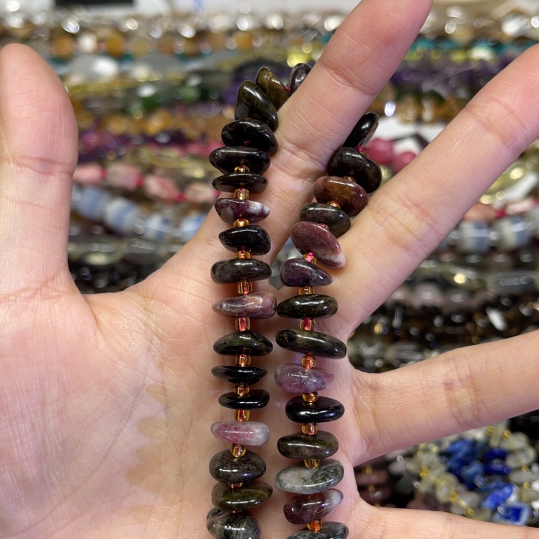 玛瑙/玉髓散珠天然梅花碧玺卡12➕长条38厘米