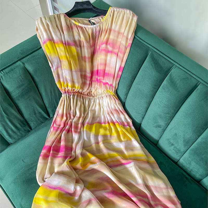 插肩气质松紧腰法式大摆连衣裙CEA0560