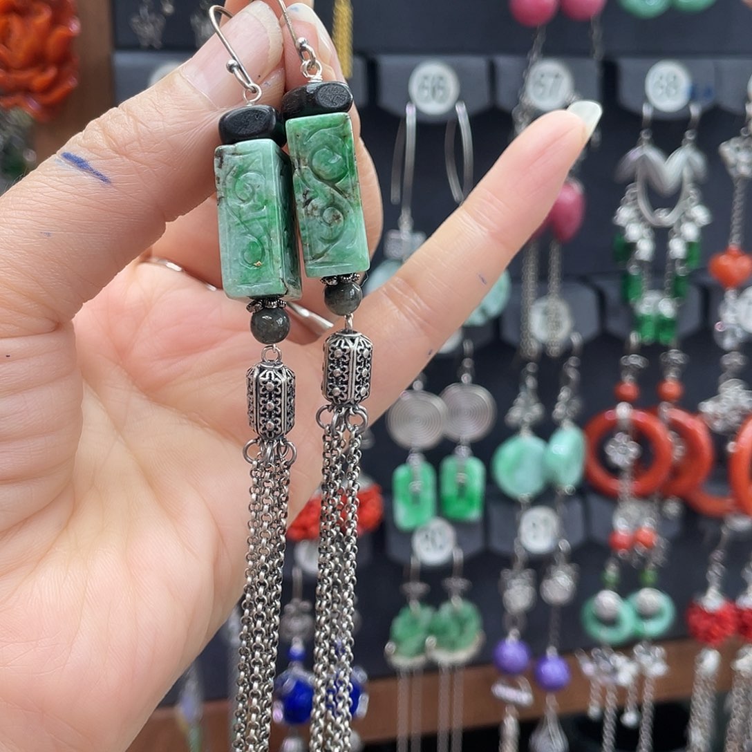 翡翠银S925镶嵌耳饰悦*儿941ghbghh