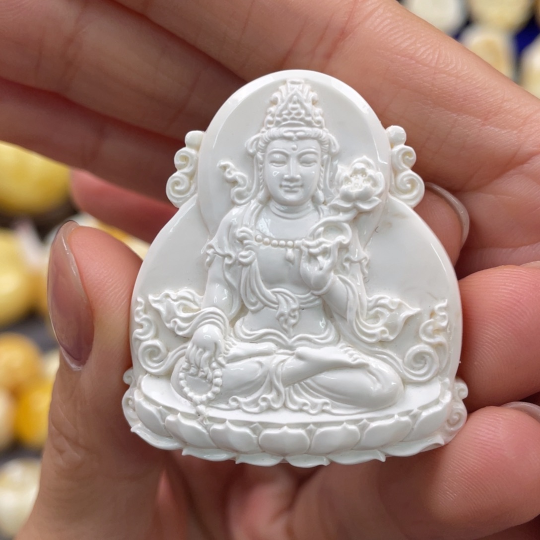 蜜蜡裸石未镶嵌琥珀蜜蜡雕刻观音