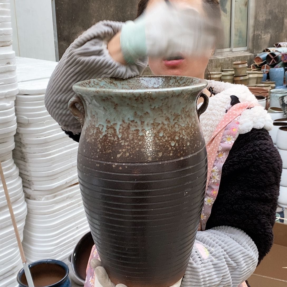 紫砂花盆瑕疵口20高32