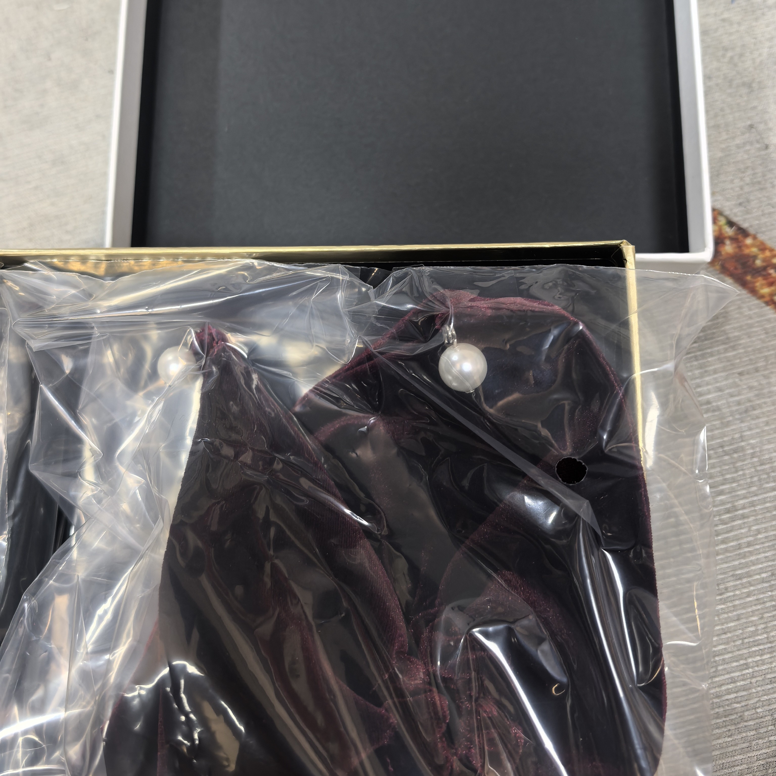 111420女士发圈酒红色黑色